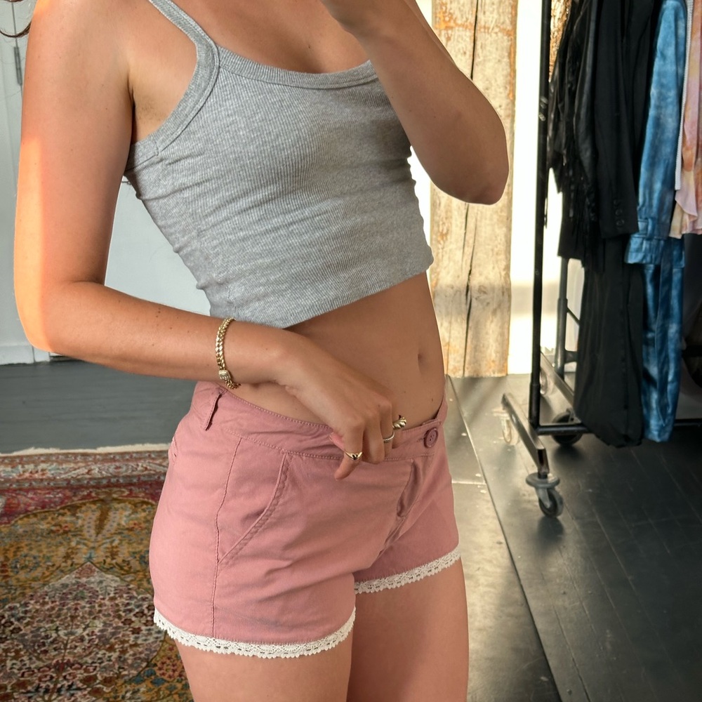 Micro shorts with lace trim